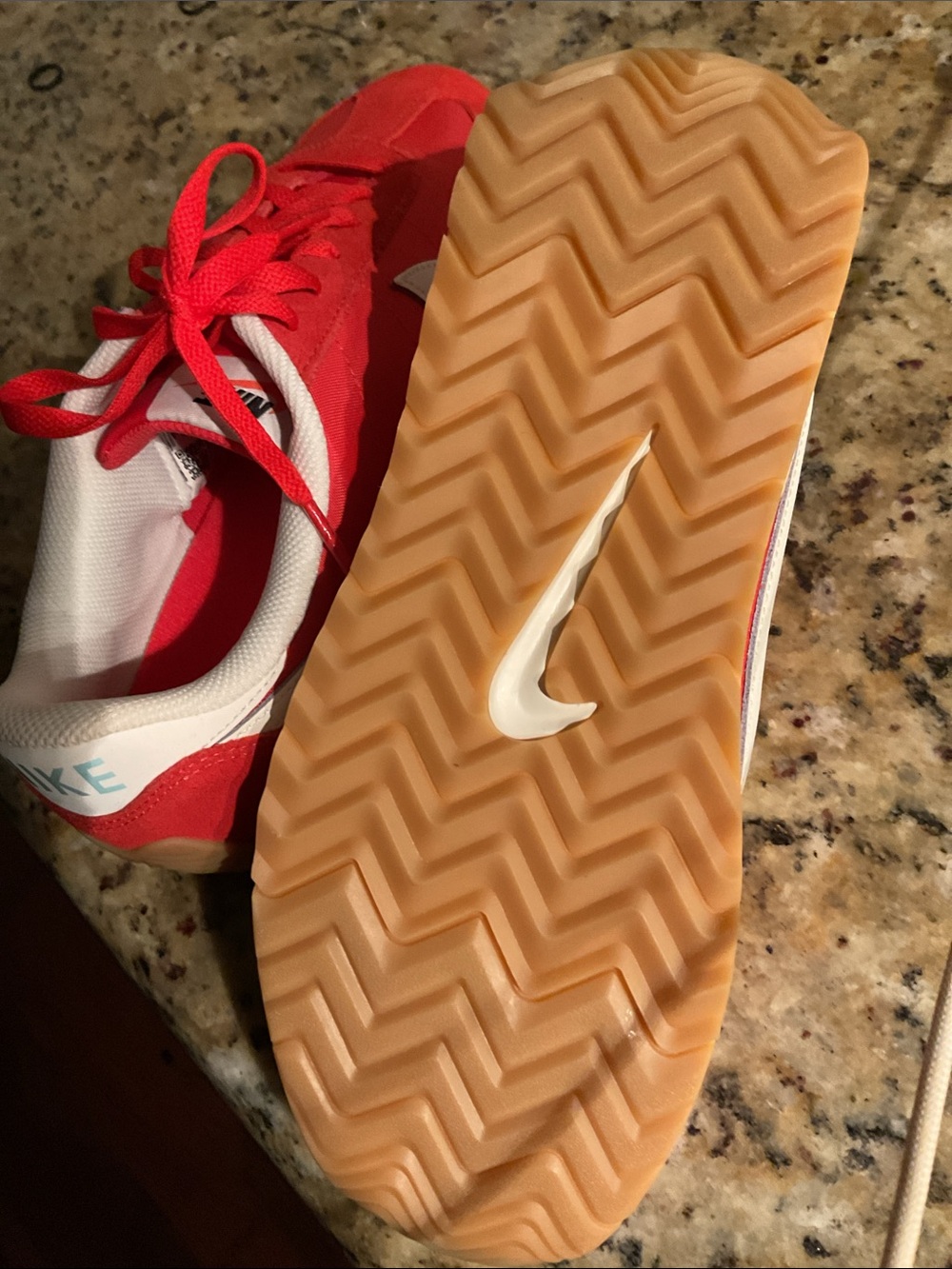 Nike Women’s Red White Sneakers with Gum Sole - Picture 2 of 8